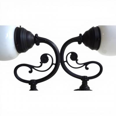 Set of 2 Art Nouveau Brass Wall Lights