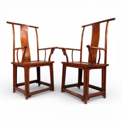 Set of 2 Chinese high backed armchairs in the style of the Ming Dynasty 1920