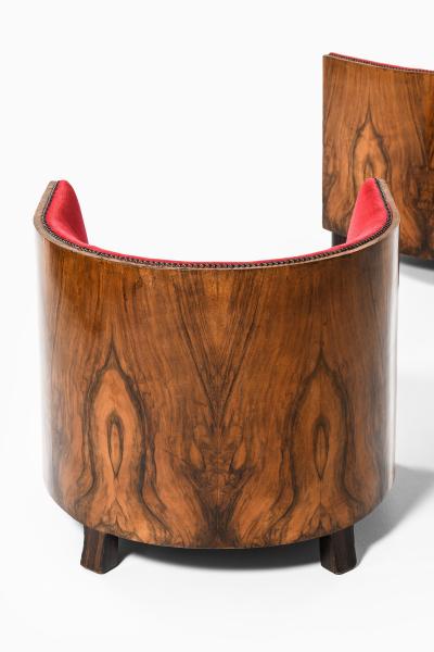 Set of 2 Easy Chairs in Fabric and Rosewood 1930s