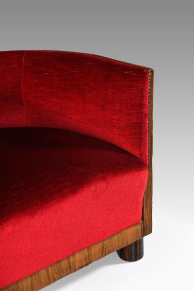 Set of 2 Easy Chairs in Fabric and Rosewood 1930s