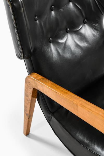 Set of 2 Easy Chairs in Leather and Brich 1950s