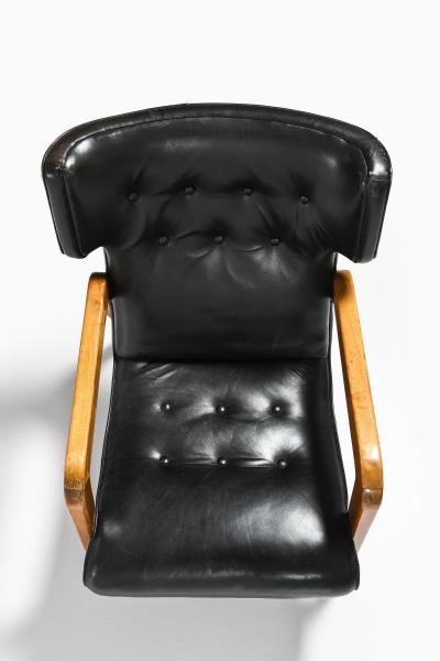 Set of 2 Easy Chairs in Leather and Brich 1950s