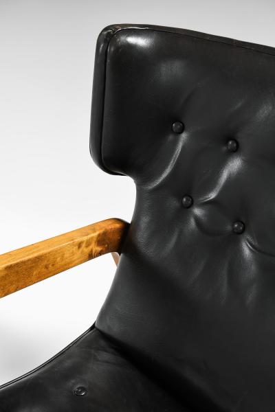 Set of 2 Easy Chairs in Leather and Brich 1950s