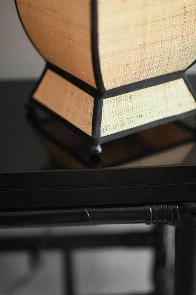 Set of 2 Molto Pagoda Straw Table Lamps small size edition 