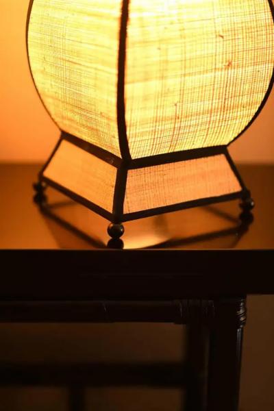 Set of 2 Molto Pagoda Straw Table Lamps small size edition 