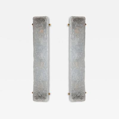Set of 2 Murano Icy Glass Rectangular Wall Lights Contemporary