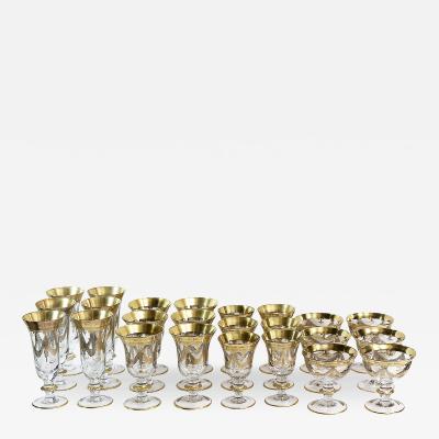 Set of 24 Pcs Vintage Italian Arte Italica Medici 24k Gilt Glasses