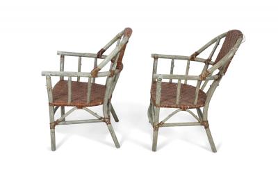Set of 27 American Wicker and Birch Armchairs Chairs
