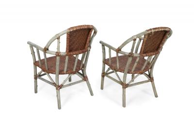 Set of 27 American Wicker and Birch Armchairs Chairs
