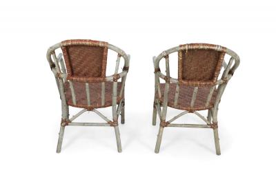 Set of 27 American Wicker and Birch Armchairs Chairs