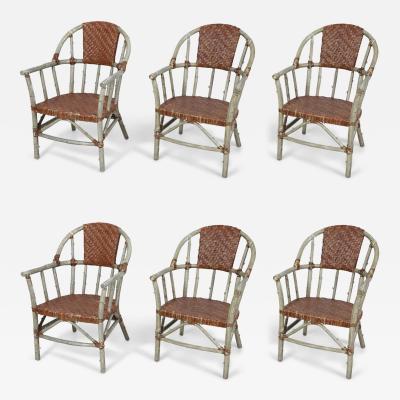 Set of 27 American Wicker and Birch Armchairs Chairs