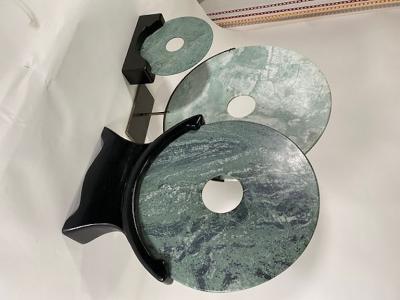 Set of 3 19th Century Chinese Jade Discs on Stands