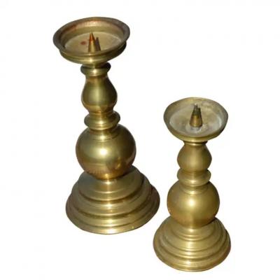 Set of 3 Brass Candle Holders in Various Sizes