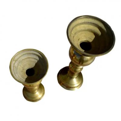 Set of 3 Brass Candle Holders in Various Sizes