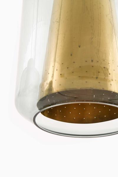 Set of 3 Brass Glass Ceiling Lamps 1950s