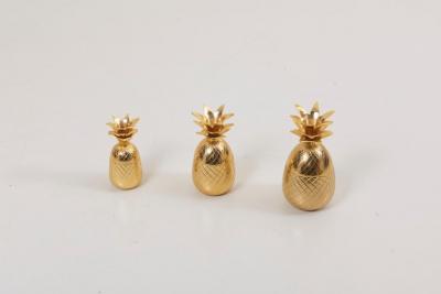 Set of 3 Brass Pineapple Ice Buckets or Candy Boxes