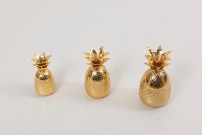 Set of 3 Brass Pineapple Ice Buckets or Candy Boxes