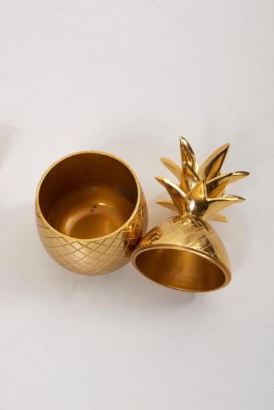 Set of 3 Brass Pineapple Ice Buckets or Candy Boxes