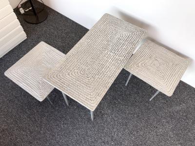 Set of 3 Cast Metal Coffee Side Tables Italy 1990s