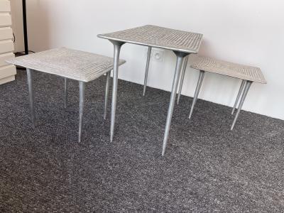 Set of 3 Cast Metal Coffee Side Tables Italy 1990s