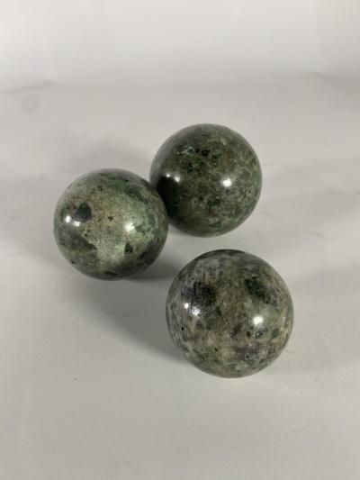 Set of 3 Contemporary American Green Marble Balls