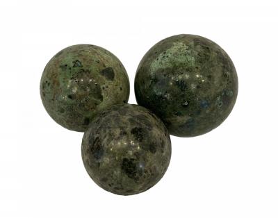 Set of 3 Contemporary American Green Marble Balls
