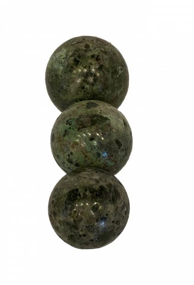 Set of 3 Contemporary American Green Marble Balls