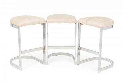 Set of 3 Dillingham Mid Century American Horseshoe Cantilevered Off White Meta