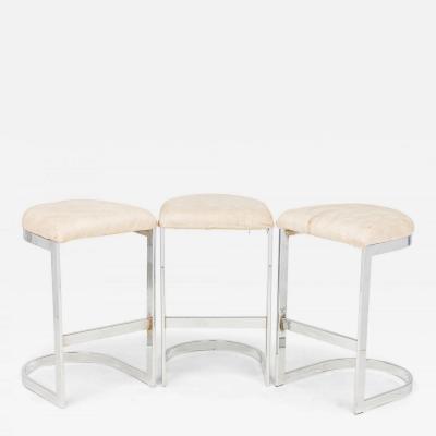 Set of 3 Dillingham Mid Century American Horseshoe Cantilevered Off White Meta