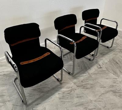 Set of 3 Dining Chairs By Guido Faleschini for Hermes 1980s