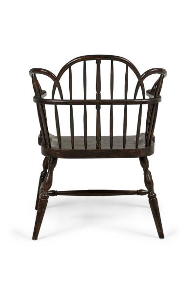 Set of 3 English Windsor Style Black Armchairs