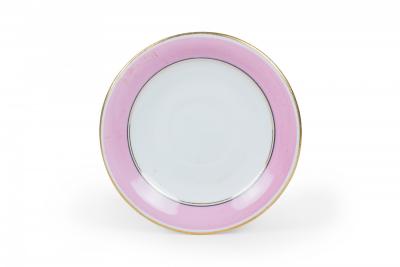 Set of 3 French Victorian Pink Porcelain Teacups and Saucers