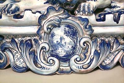 Set of 3 French Victorian Porcelain Lion Clock Set