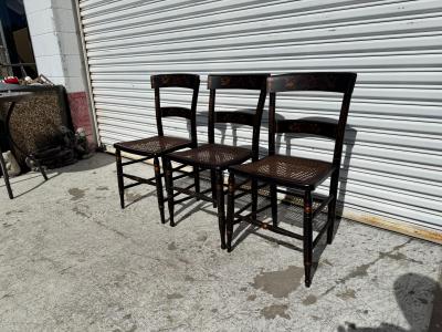Set of 3 Handpainted Hitchcock Style Side Chairs w Cane Seats