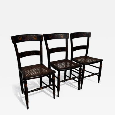 Set of 3 Handpainted Hitchcock Style Side Chairs w Cane Seats