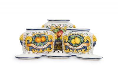 Set of 3 Italian Mid Century Style Ceramic Food Canisters