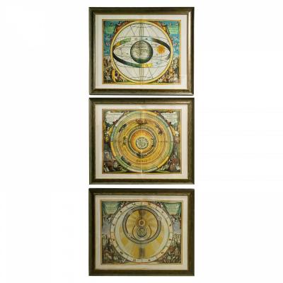 Set of 3 Italian Renaissance Celestial Lithographs of the Universe