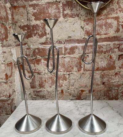 Set of 3 Italian Silver Candle holders 1950s