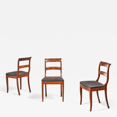 Set of 3 Karl Johan style sidechairs with horsehair seat Sweden 19th century