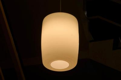 Set of 3 Large Mid Century Pendant Lamps in Opaline Glass 1960