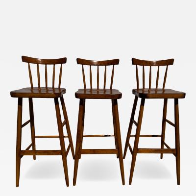 Set of 3 Maple Spindle Back Barstools