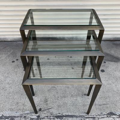 Set of 3 Nesting Tables in Antique Brass