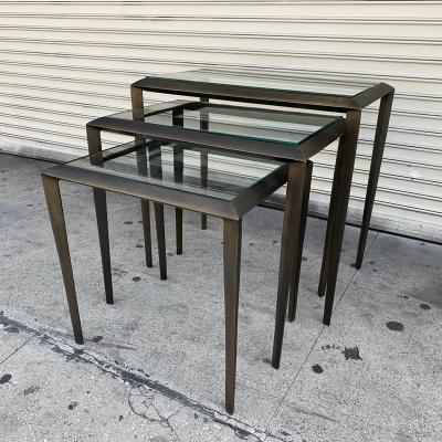 Set of 3 Nesting Tables in Antique Brass