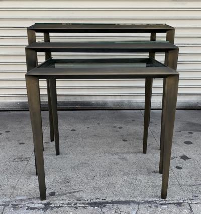 Set of 3 Nesting Tables in Antique Brass