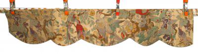Set of 3 Pair of Floral and Bird Linen Drapes and 1 Valance