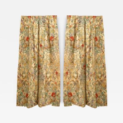 Set of 3 Pair of Floral and Bird Linen Drapes and 1 Valance