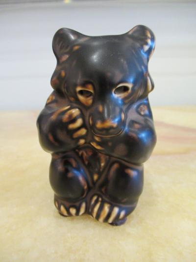 Set of 3 Royal Copenhagen Danish Mid Century Black Porcelain Bears