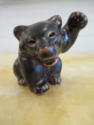 Set of 3 Royal Copenhagen Danish Mid Century Black Porcelain Bears