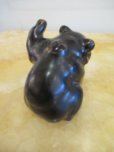 Set of 3 Royal Copenhagen Danish Mid Century Black Porcelain Bears