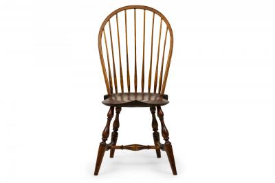 Set of 3 Rustic Windsor Back Carved Oak Side Chairs